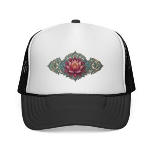 Lotus Mandala Trucker Cap — Boho Floral Mesh Hat